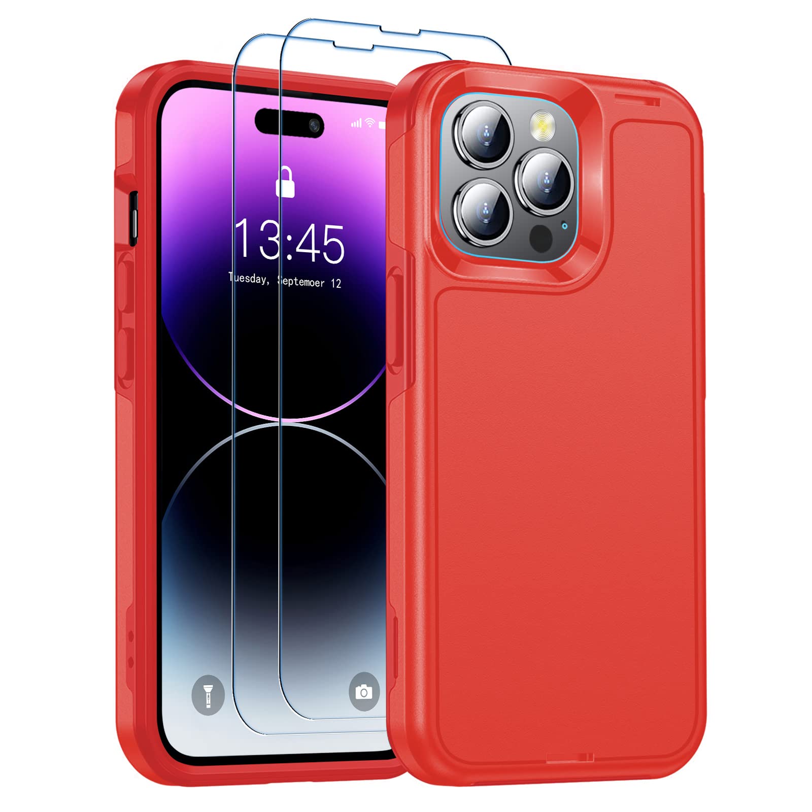 jaroco for iPhone 14 Pro Case, [Military Grade Drop Protection] [2 pcs Screen Protector & Camera Lens Protector] Full-Body Shockproof Protective for