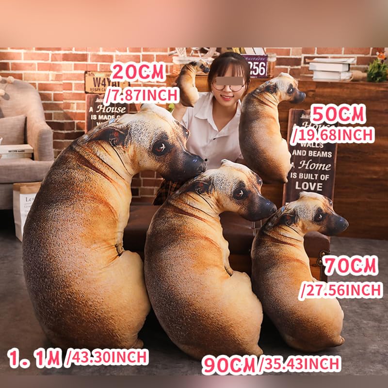 Oreiller Chien 3D Réaliste 50x20 Cm – Peluche Douce, Housse Amovible – Décoration Canapé, Cadeau Animalier