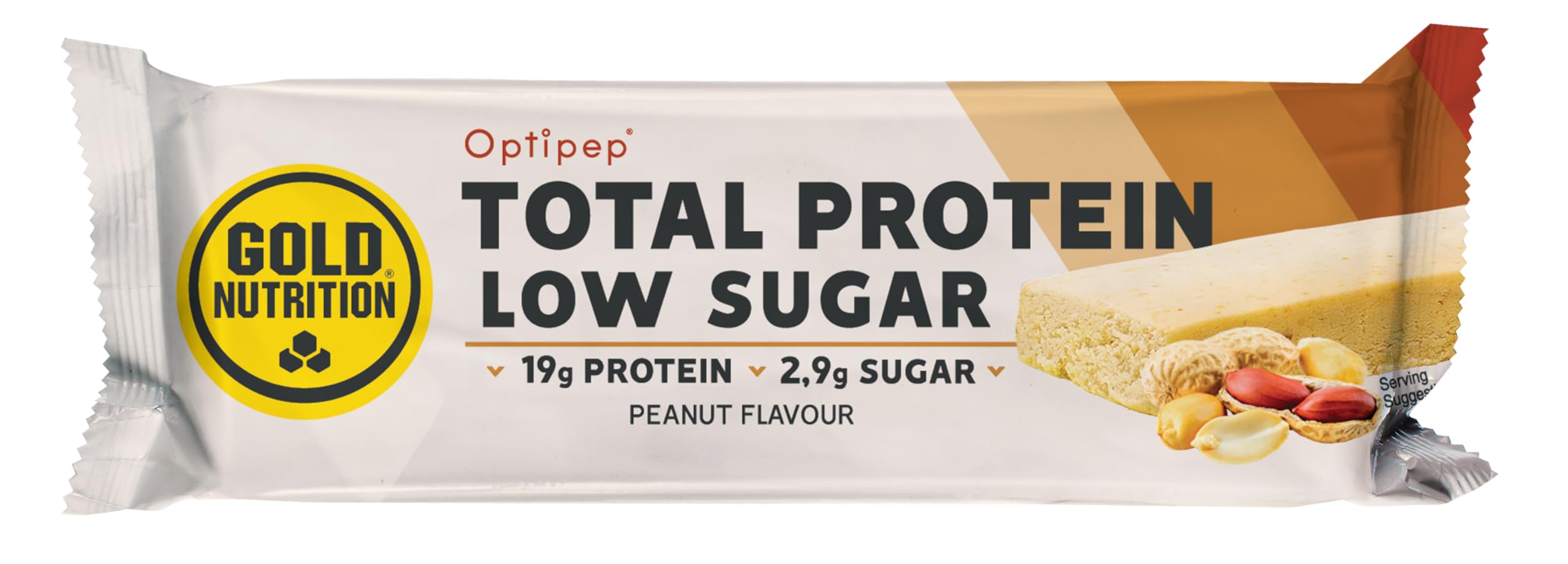 Goldnutrition Total Protein Bar Low Sugar 60g, Cacahuète, Boîte de 10 x 60g