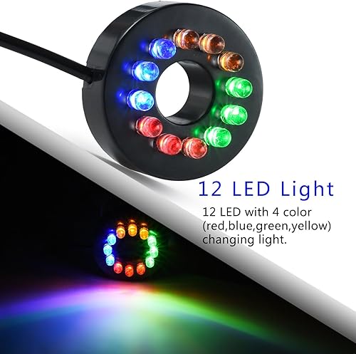 Miniatura 2 de Bomba de agua sumergible de 220 GPH (800LH, 15W), ultra silenciosa, 12 luces LED coloridas con 2 boquillas, cable de alimentación de 6 pies para