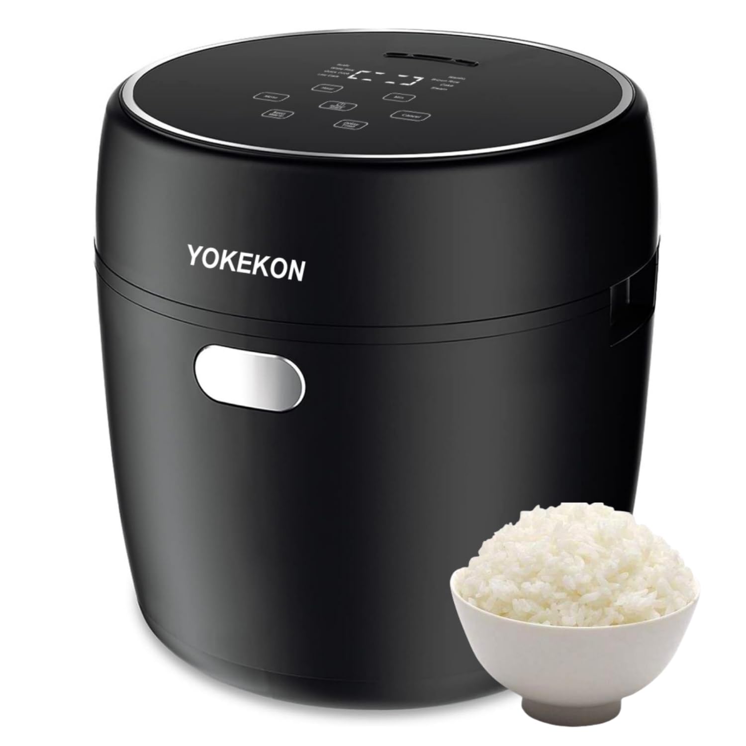 YOKEKON Rice Cooker Small 2L,Mini Cooker and Stainless Steel Rice Cooker for 2-4 People,Low Carb Cooker 8-in-1 Smart Control Multifunction, Delay Timer/Auto Keep Warm/Sushi/Risotto/Cake, Black
