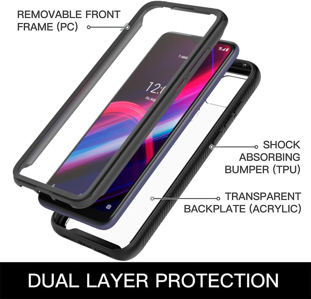 ONOLA Phone Case for T-Mobile TCL Revvl 4 Plus Case,TCL Revvl 4 Plus Case with Built-in Screen Protector,TCL Revvl 4 Plus Phone Case,Cover for T-Mobile TCL Revvl 4 Plus Phone (Black)