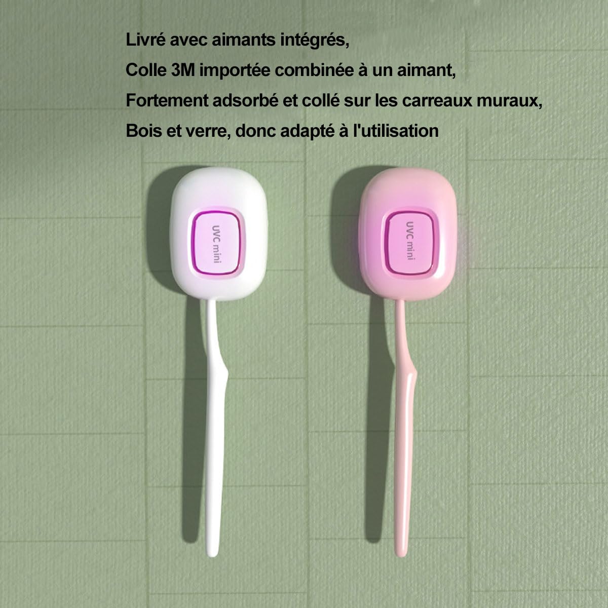 JOYWOOD Intelligente Induzione UV-C Spazzolino Da Denti Portatile Disinfettatore UV, Ricarica USB, Asciugatura + Parete Magnetica Adsorbzione + LED, Adatto a Tutti gli Spazzolini Da Denti（bianco）