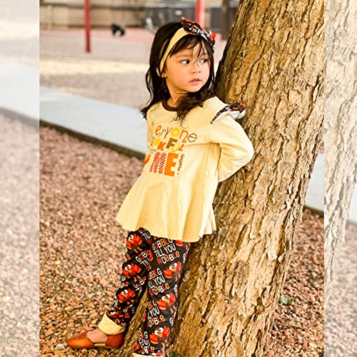 HINTINA Toddler Baby Girl Thanksgiving Outfits Ruffle Turkey Dress Top Pants Headband 3PC Fall Winter Clothes Set4