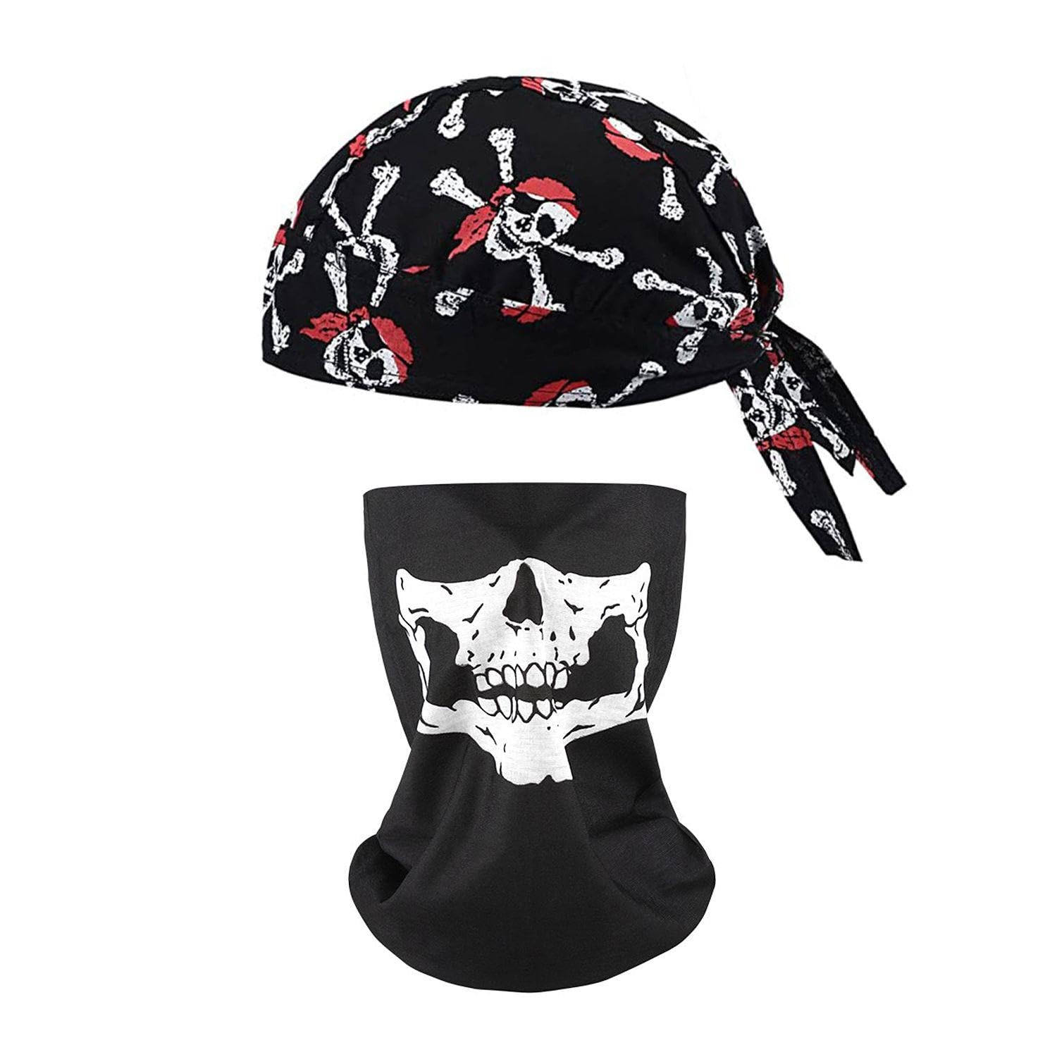 1 pieza de funda transpirable pirata, 1 pieza de pañuelo de calavera, pañuelo pirata, bufanda pirata para hombres, tela pirata para niños, sombreros piratas para mujeres