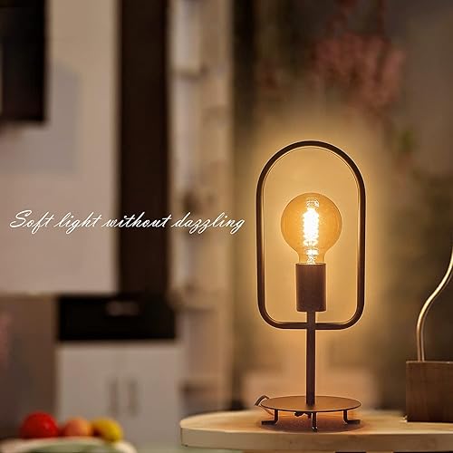 Miniatura 3 de FLORNIA Lámpara de mesa industrial moderna lámpara de escritorio única para mesita de noche con pantalla de vidrio y base de metal para dormitorio