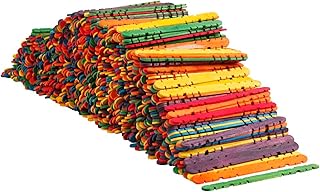 Wooden Construction Sticks, L: 11.4 cm, W: 10 mm, asstd. Colours, 1000pcs