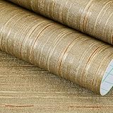 FunStick 24'x200' Gold Textured Wallpaper Peel and Stick Grasscloth Wallpaper Rolls for Walls Texture Removable Contact Paper Renter Friendly Self Adhesive Wallpaper for Bathroom Living Room Furniture