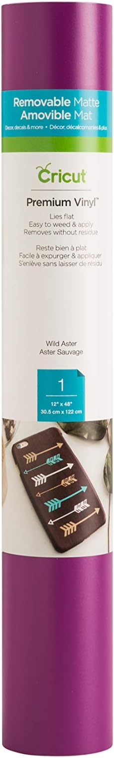 Cricut Premium Vinyl Removable for All Cricut Cutting Machines, No Residue Vinyl for DIY Crafts, Wall Decals, Stickers, In-House Decor and More, Wild Aster