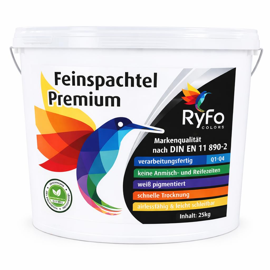 RyFo Colors Feinspachtel Premium 25kg (Größe wählbar) - Allzweckspachtelmasse Instant Spachtel Füllspachtel weiß Super-Finish