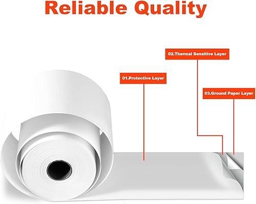 Miniatura 4 de Immuson Papel térmico para recibos de 2 14 pulgadas x 165 pies, papel de recibo de POS para caja registradora (50 rollos)