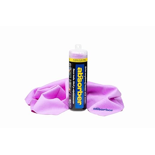 CleanTools the absorber® Large 27-Inch x 17-Inch, Purple - Synthetic Premium Drying Chamois Cloth for Car - Super Absorbent, Scratch-Free and Washable