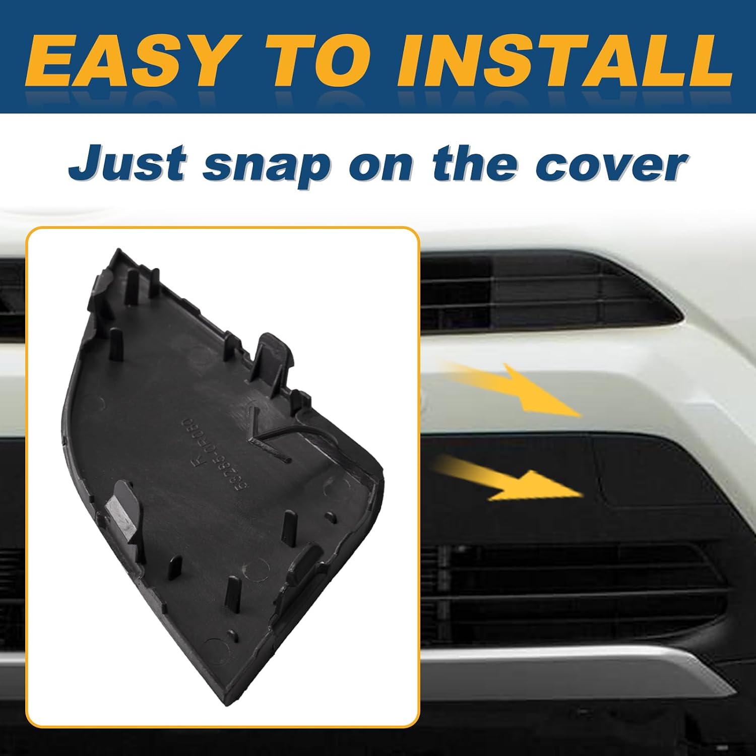 Front Bumper Tow Hook Cover Towing Eye Cap Fit for Toyota RAV4 2016 2017 2018 532850R080 532860R080 (Left Driver Side)