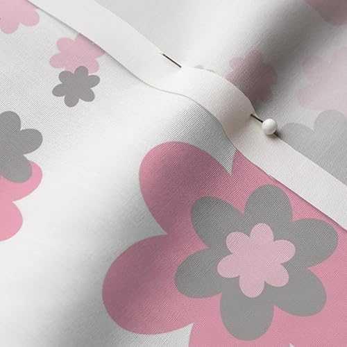 Vista 9 de Spoonflower Tela - Rosa Gris Gris Floral Niña Nursery Flower Room Impreso en tela Minky por The Yard - Cobijas de bebé Coser Edredón de felpa