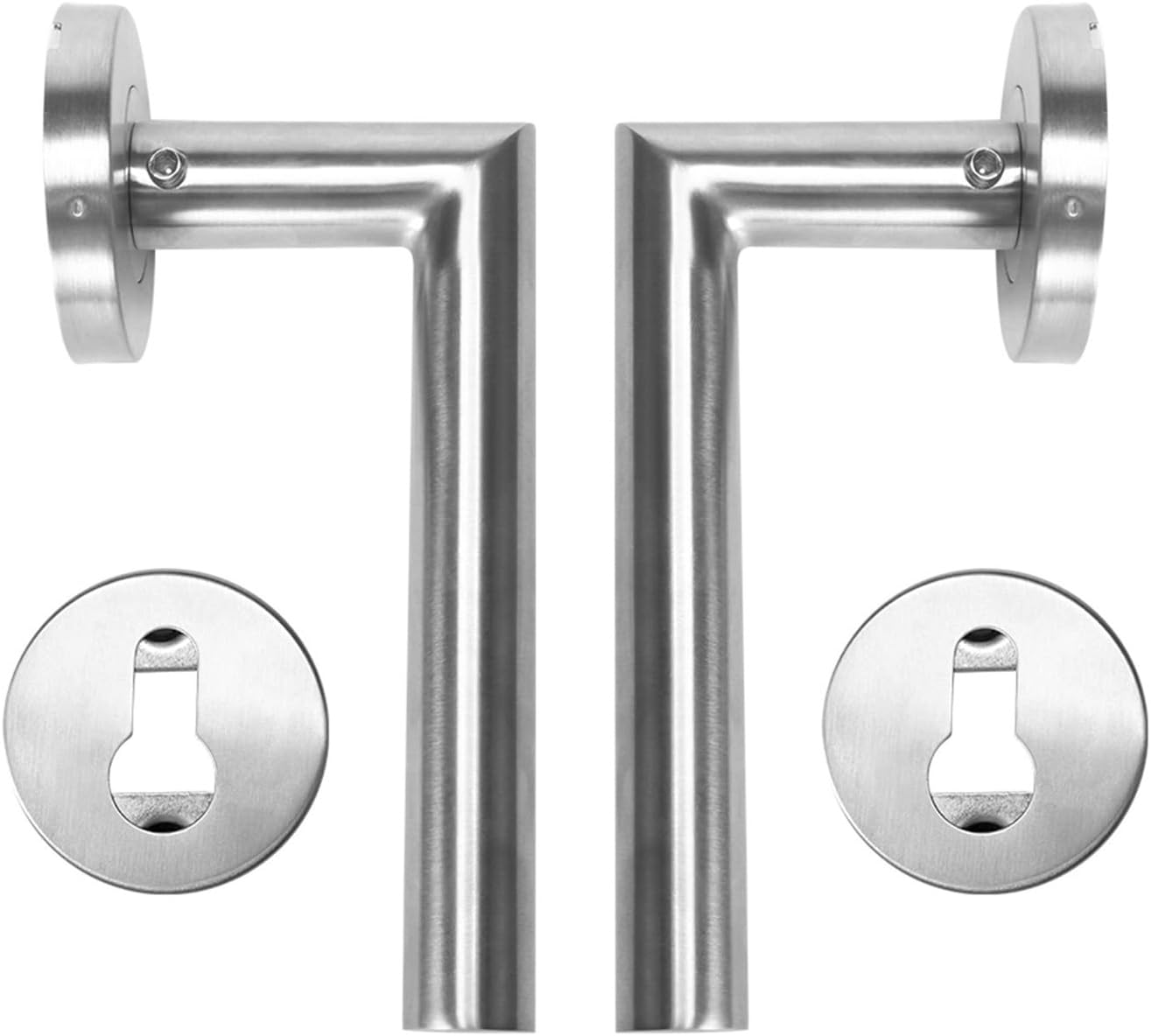 1 Set Interior Door Handle, Suitable for Family Bedroom or Bathroom Privacy,Simple Round Design, Silver-with Keyhole. (Color : C)