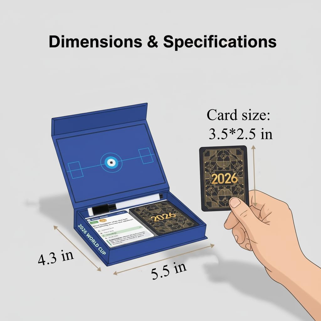 2026 World Cup Soccer Knowledge Trivia Cards Game - 100 Educational Question Cards, 5 Categories, 3 Difficulty Levels, Family and Friend Game Gift for Kids and Adults 8 61DCTZhIMVL. AC SL1024