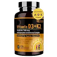 NATURE TARGET Vitamin D3 K2 5-in-1 Complex with Vitamin A, Supports Bone, Teeth, Vision & Immune Health, High-Potency 5000 IU D3, 100 mcg K2 MK-7, Easy to Swallow D3K2, 120 Capsules