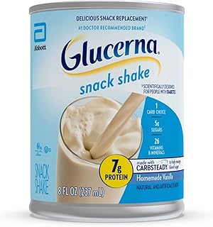 Glucerna Nutritional Snack Shake, Diabetic Drink to Support Blood Sugar Management, 7g Protein, 140 Calories, Homemade Vanilla, 8 Fl Oz (Pack of 16)