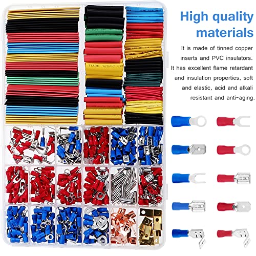 Ocr 678Pcs Electrical Wire Terminal Kit, Crimp Ring Terminal Blocks Kit, Cold Pressing Terminal Set With Spade Terminals, Fork Terminals, Ring #TOP3