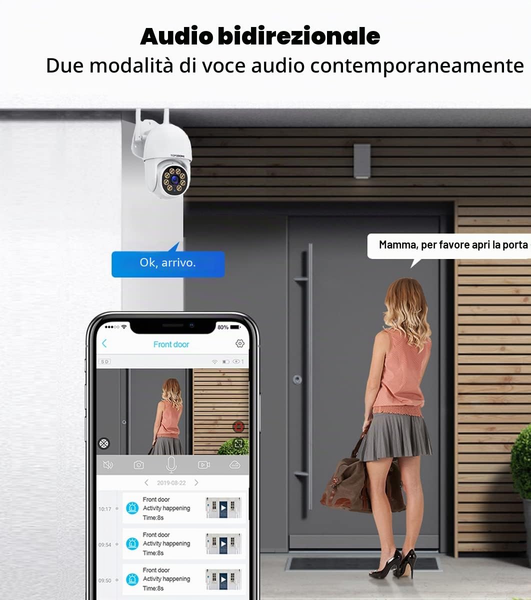 S50B 1080P Pan Tilt Telecamera Sorveglianza Wi-Fi Esterno Interno | Rilevazione Umana, Auto Tracking, 360° Visione, Visione Notturna IR e Color 25m, RTSP, Audio Bidirezionale, IP66