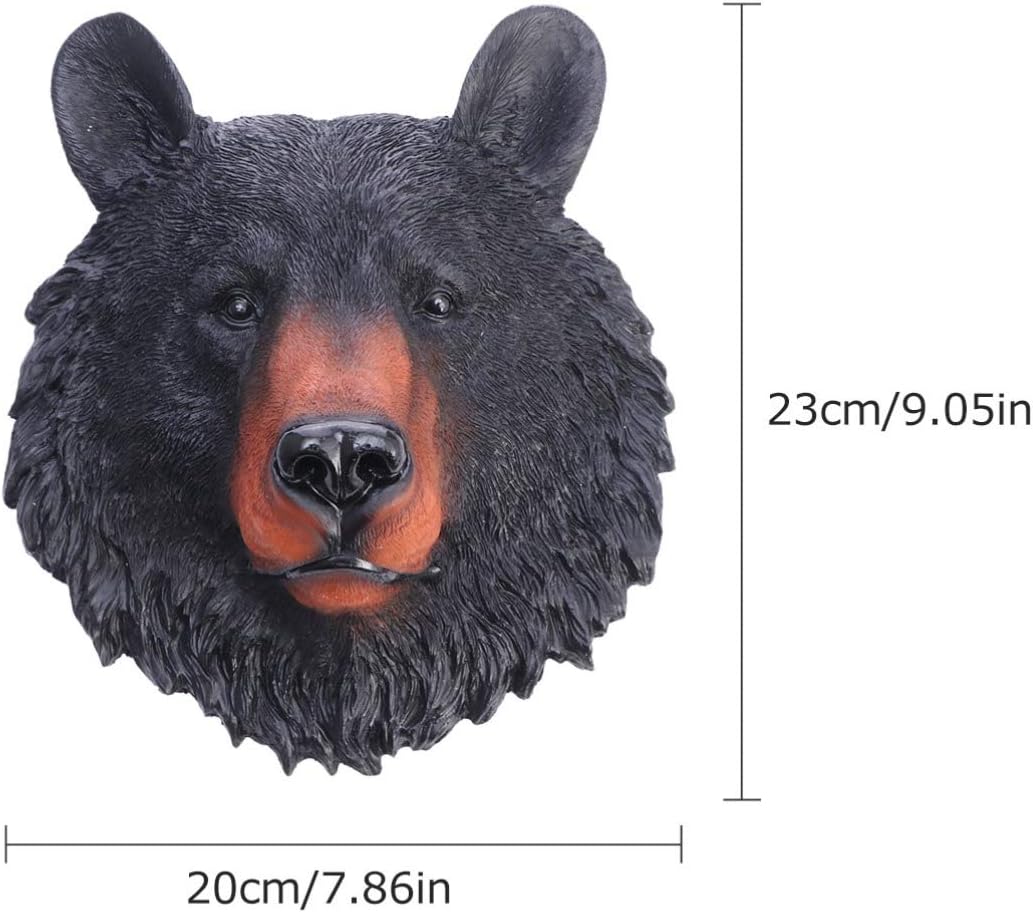VOSAREA Animal Head Wall Art Resin Bear Head Plaque Wall Sculpture Bear Face Mini Bust Wall Hanging Decoration for Indoor Study Room Ornament