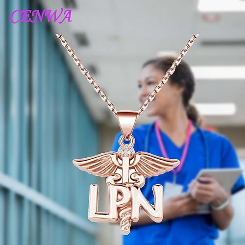 Miniatura 6 de CENWA LPN - Collar de enfermera práctico con licencia LPN, collar de ángel caduceo, regalo de graduación para LPN, joyería práctica para enfermeras