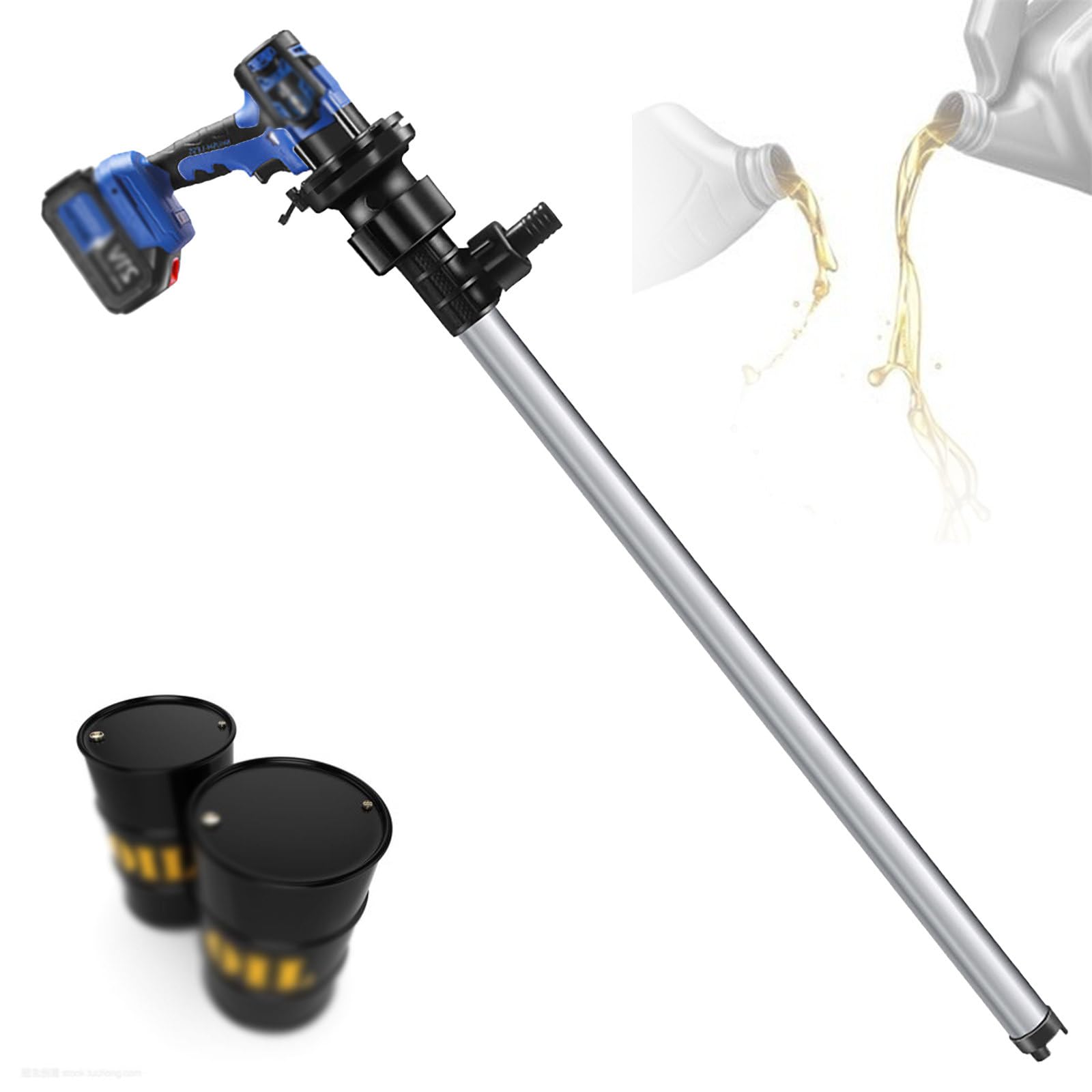 Pompa Elettrica Per Olio, Trasferimento Carburante Con Tubo In Acciaio Inossidabile Da 92 Cm/Tubo In Alluminio, Per Trasferimento Di Olio Diesel,All-rounder-Aluminumtube
