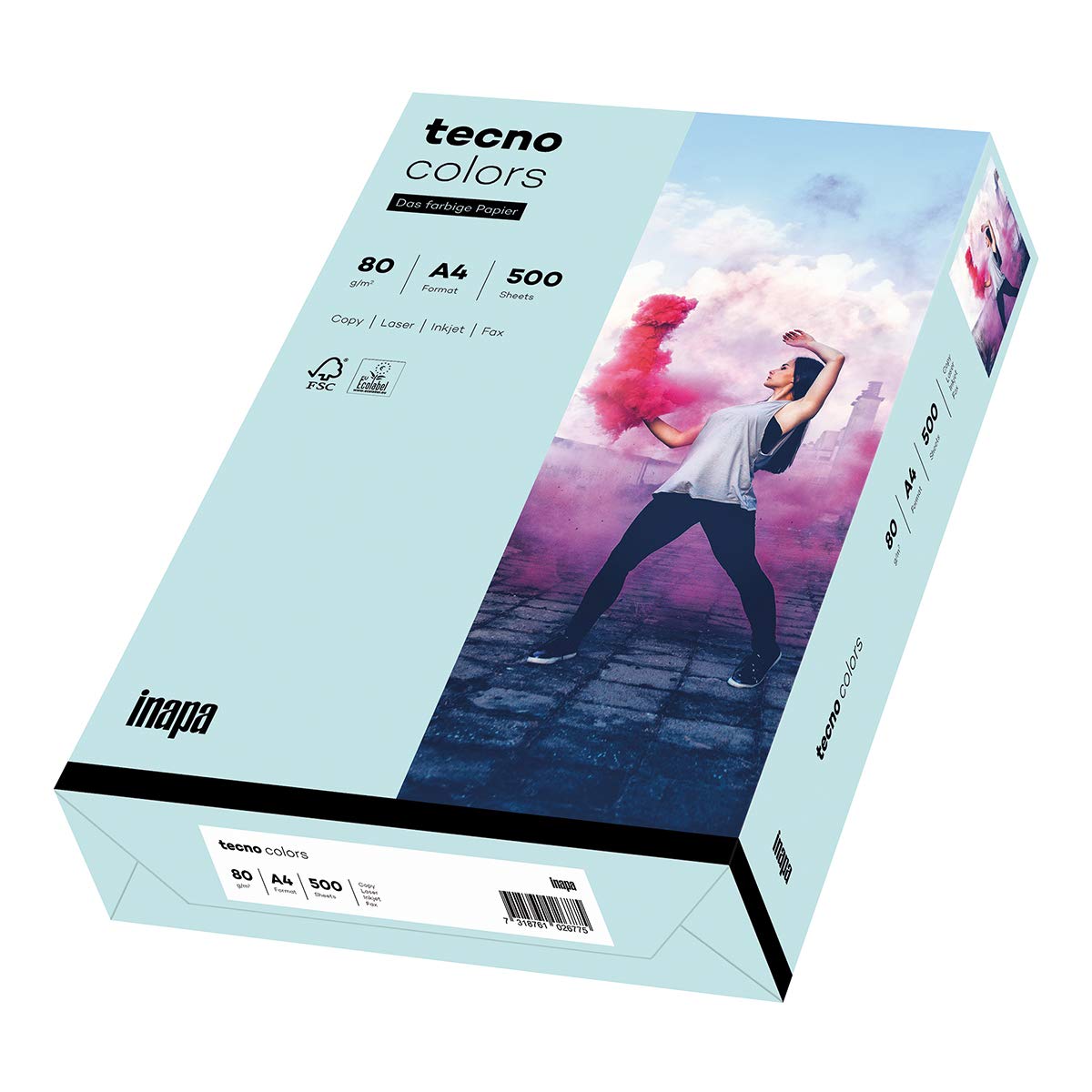 Coloured Printer Paper, Tecno Colours: 80 g/m², A4, 500 Sheets, Light Blue