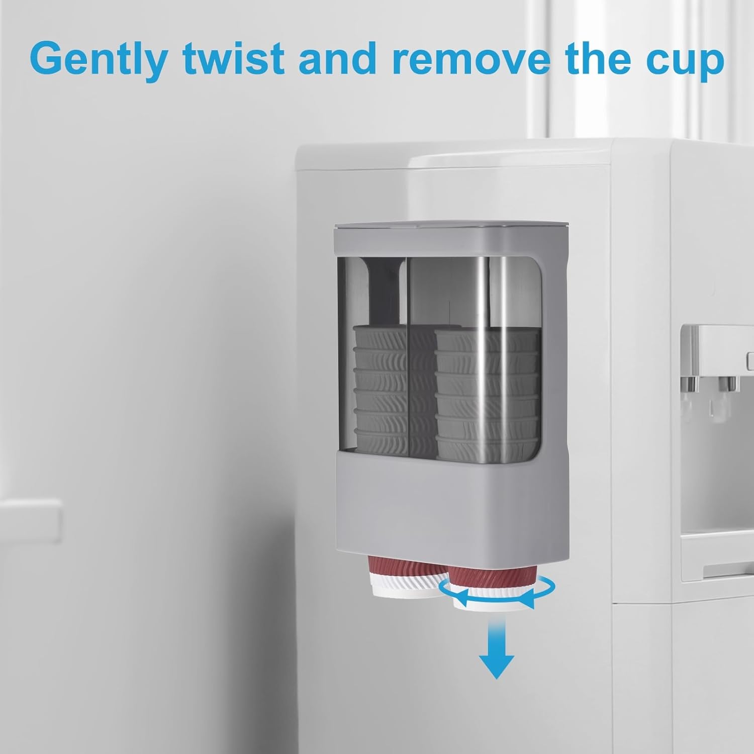 uxcell Wall Mount Cup Dispenser Disposable Pull Type Cup Holder Fit for 3oz - 5oz Double Slot Paper Cup Dispenser with Mounting Adhesive for Home Office Bathroom Break Room Gym, Grey