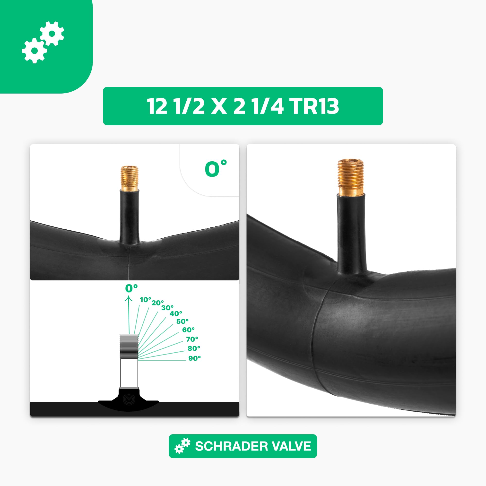 MOOVMOOV - Camera d'aria 12 Pollici (12 1/2 x 2 1/4) con Valvola Dritta (x2) | Per Biciclette per Bambini, senza Pedali, Pieghevoli, ecc. | per Pneumatico 12.5x2.25-12 1/2x2 1/4 (ETRTO 47/62-203)