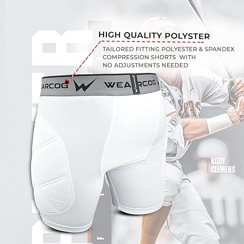 Miniatura 7 de WEARCOG Pantalones cortos de compresión acolchados para jóvenes con bolsillo para copa para niños  Pantalones cortos deportivos para béisbol y fútbol