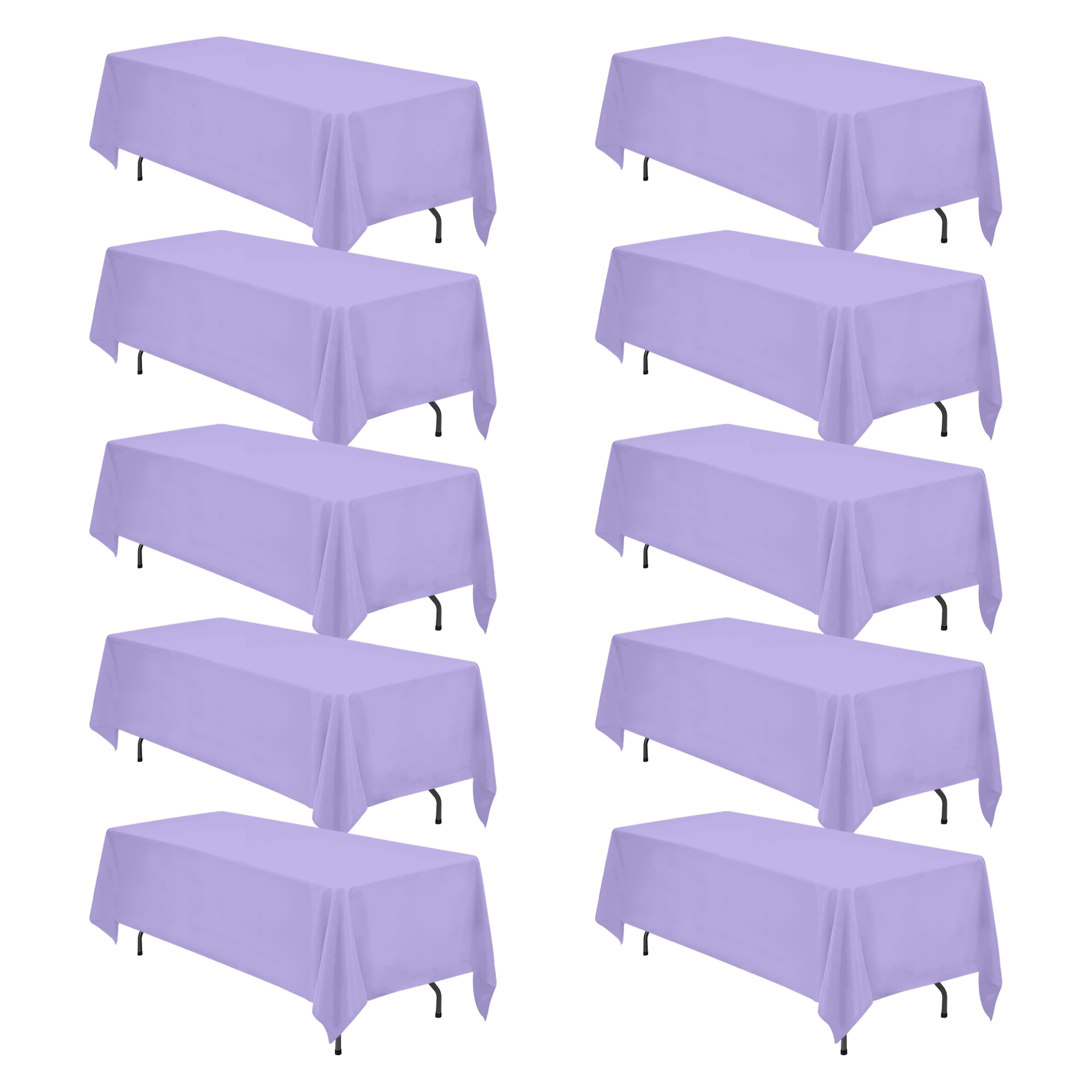 BRILLMAX 10 Pack Lavender Tablecloths 70 x 120 Inch for 6ft & 8ft Rectangle Tables - 150 GSM Polyester Fabric, Universal Fit, Water, Stain & Wrinkle