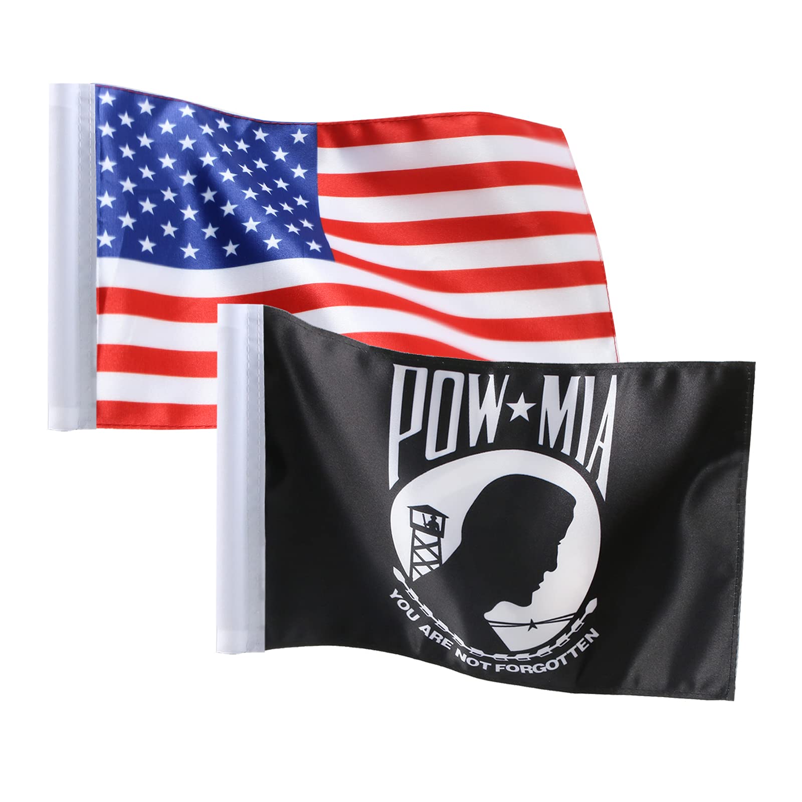2 Pack United States With Flag Pow Mia Flag 6'' x 9'' Fit for 3/8" Motorcycle Flagpole Hardware Luggage Racks Fit for Harley Touring Spring Honda Goldwing etc Flag Replacement