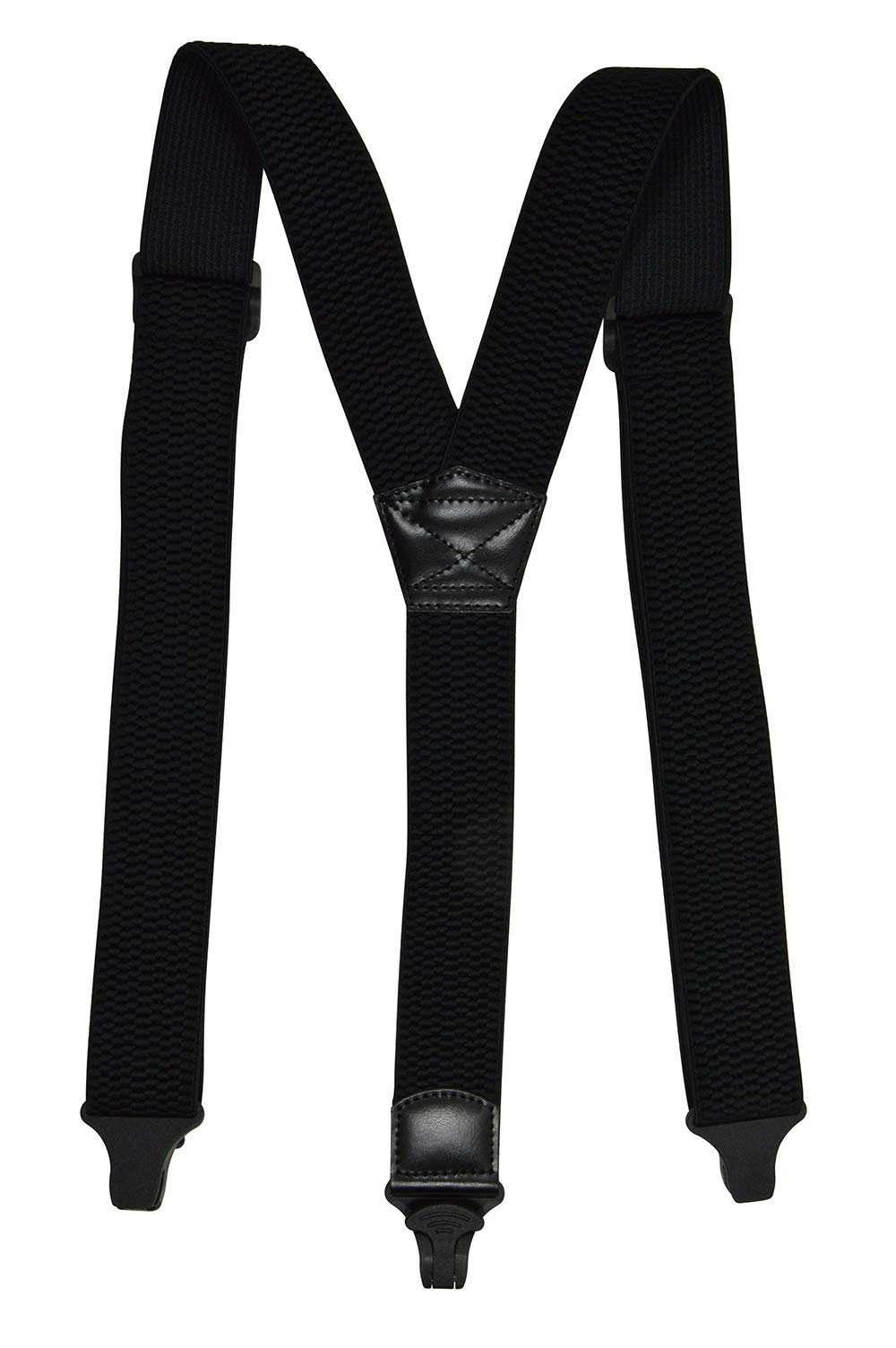 Olata Men's Black Y-Shape Heavy Duty Braces/Suspenders With Plastic Clips For Airports - 4Cm.