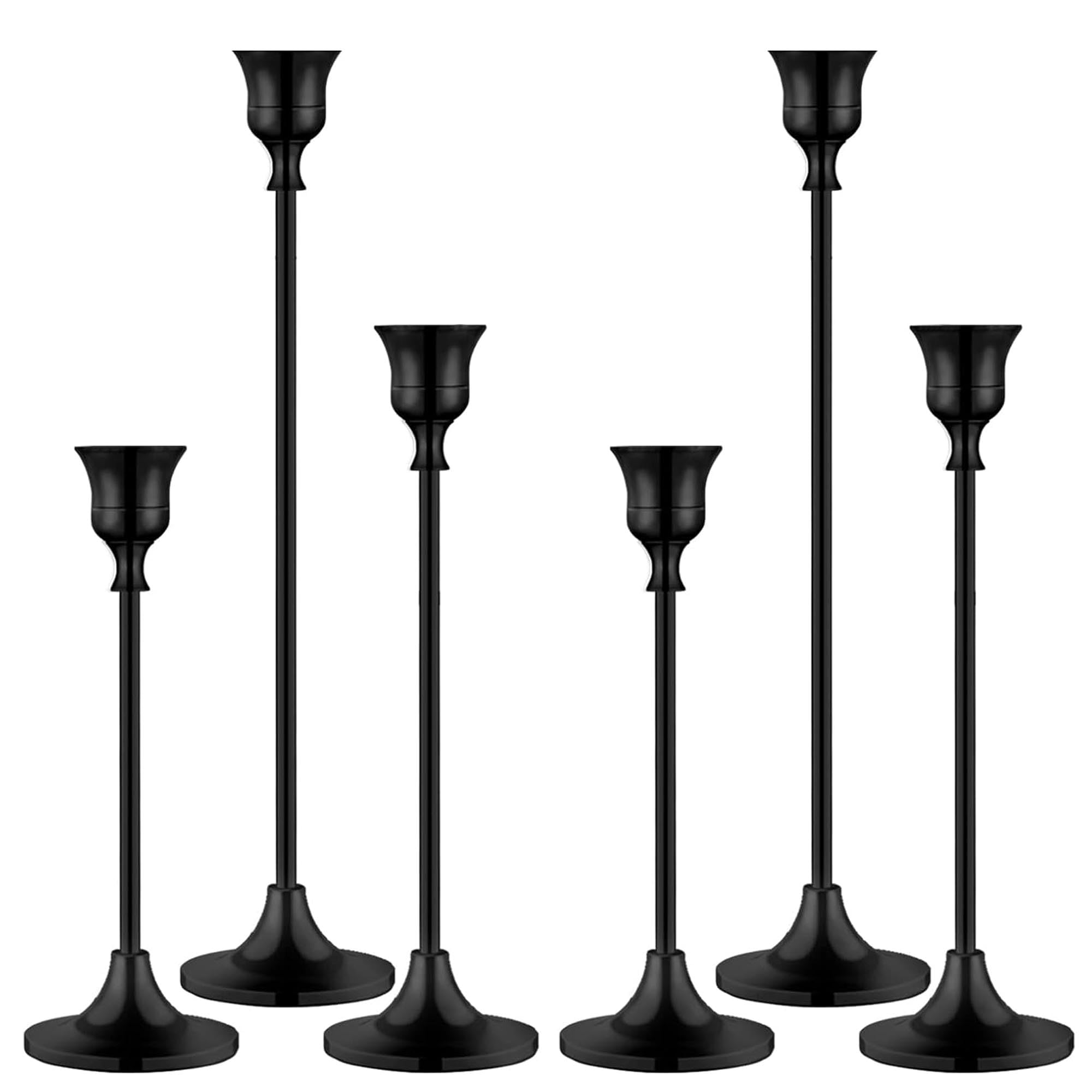 VOELIGT 6PCS Black Candlestick Holders Taper Candle Holders Metal Candle Sticks Holder Decor for Halloween Friendsgiving Thanksgiving Decorations Christmas Dinning Table Fireplace Home
