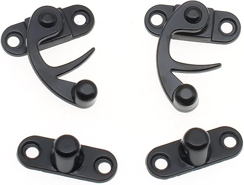 Miniatura 5 de Paquete de 4 cierres de gancho antiguo, cierre de bloqueo oscilante de aleación de zinc con tornillos de montaje para joyero, gabinete, caja