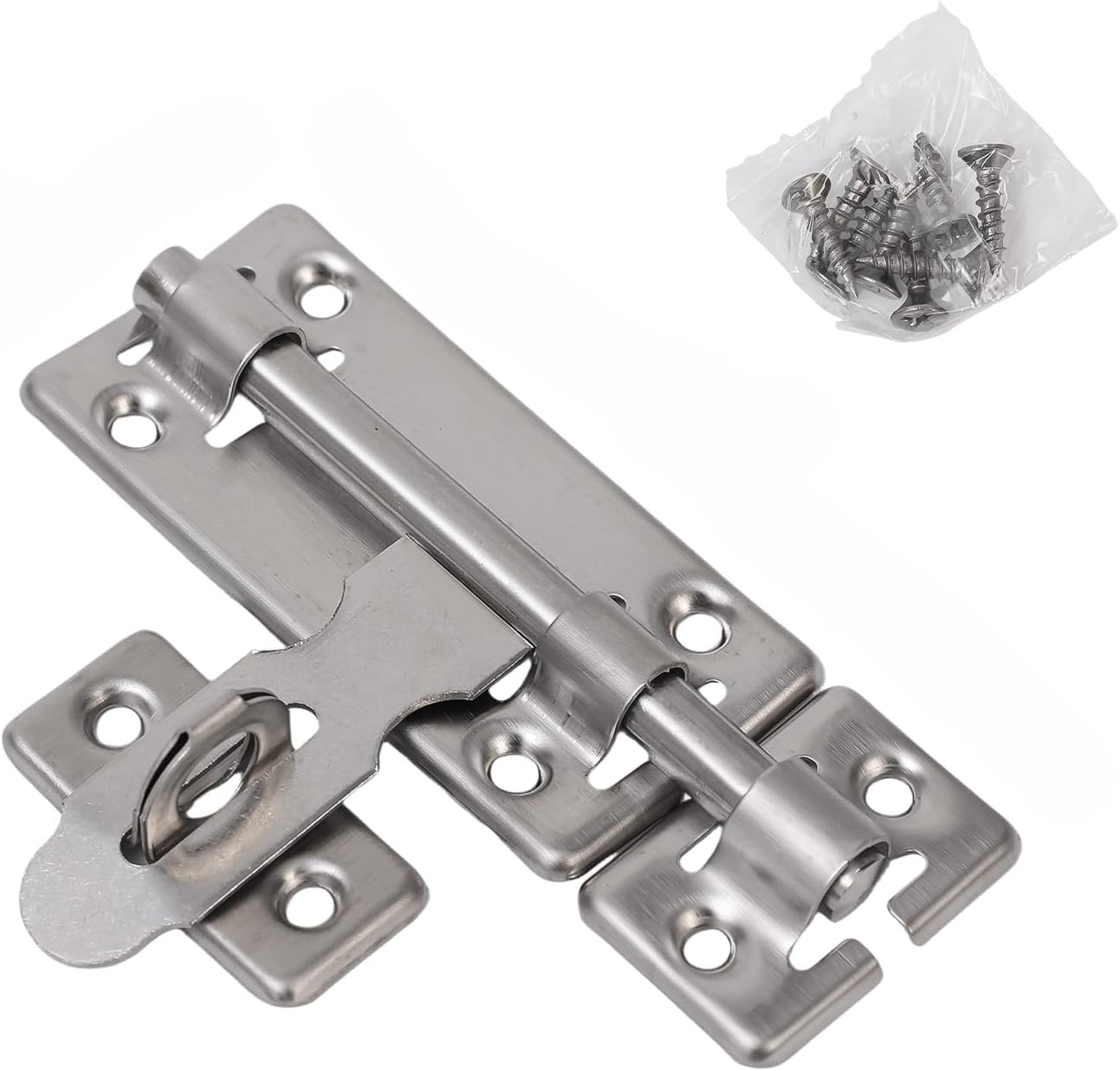 4 Inch Upgraded Stainless Steel Slide Bolts Lock Drawer Cupboard Door Gate Latch Anti-Theft Padlock Clasp Sets