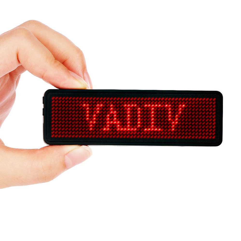LED Name Tag Business Badge Rechargeable Nametag Card ID with Magnet/Pin for Restaurant Shop Party Bar Luggage Bag (Windows Only)-Red