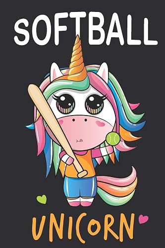 Softball uncorn: softball journal for girls Diary Notebook for Journaling Note Taking Blank Lined 150 Page Cute unicorn Composition Book softball obsessed girl gifts Birthday presents
