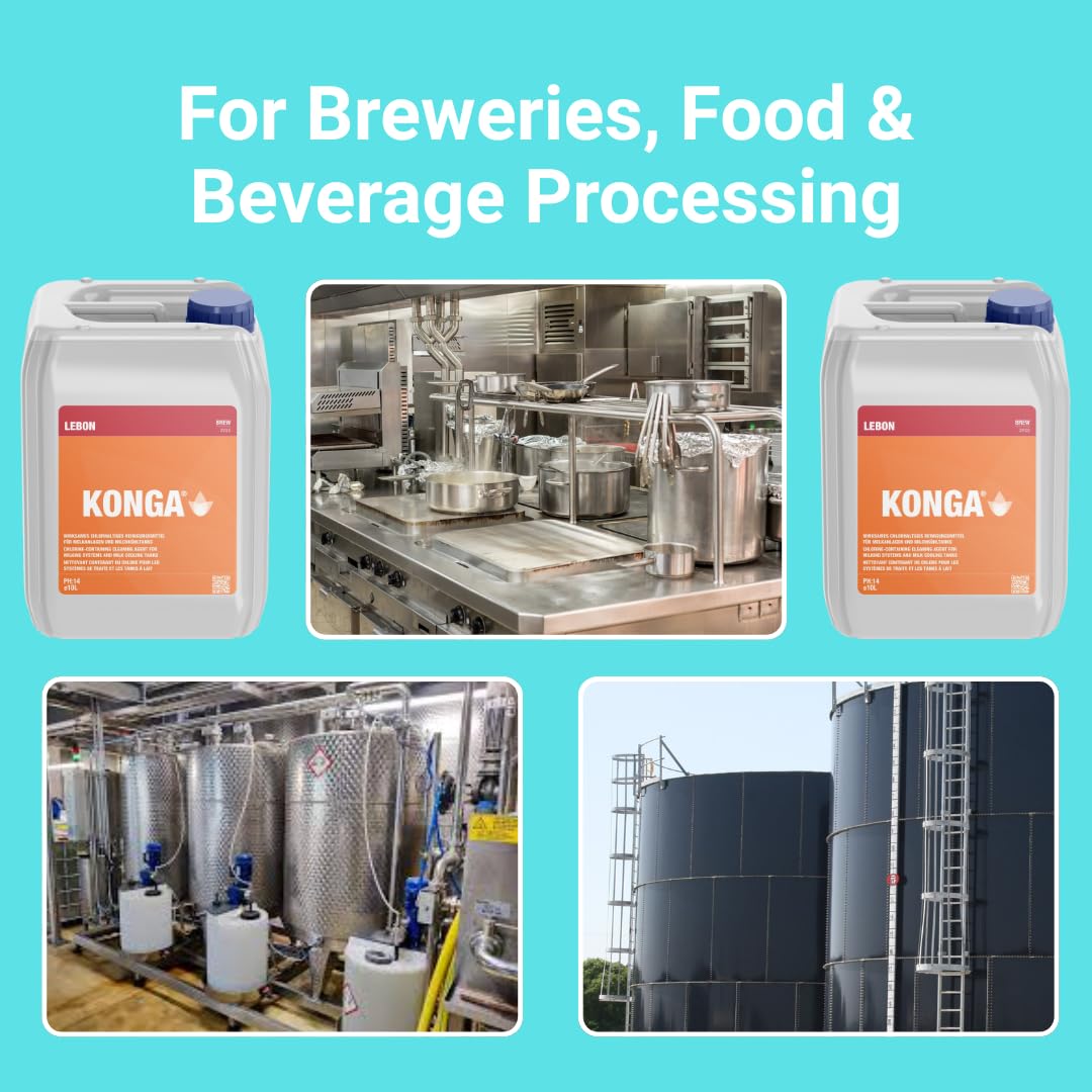Konga Brew Nettoyant professionnel pour systèmes CIP, brasseries et industrie alimentaire, nettoyant alcalin, élimine les graisses, les protéines et les dépôts organiques (10 l)