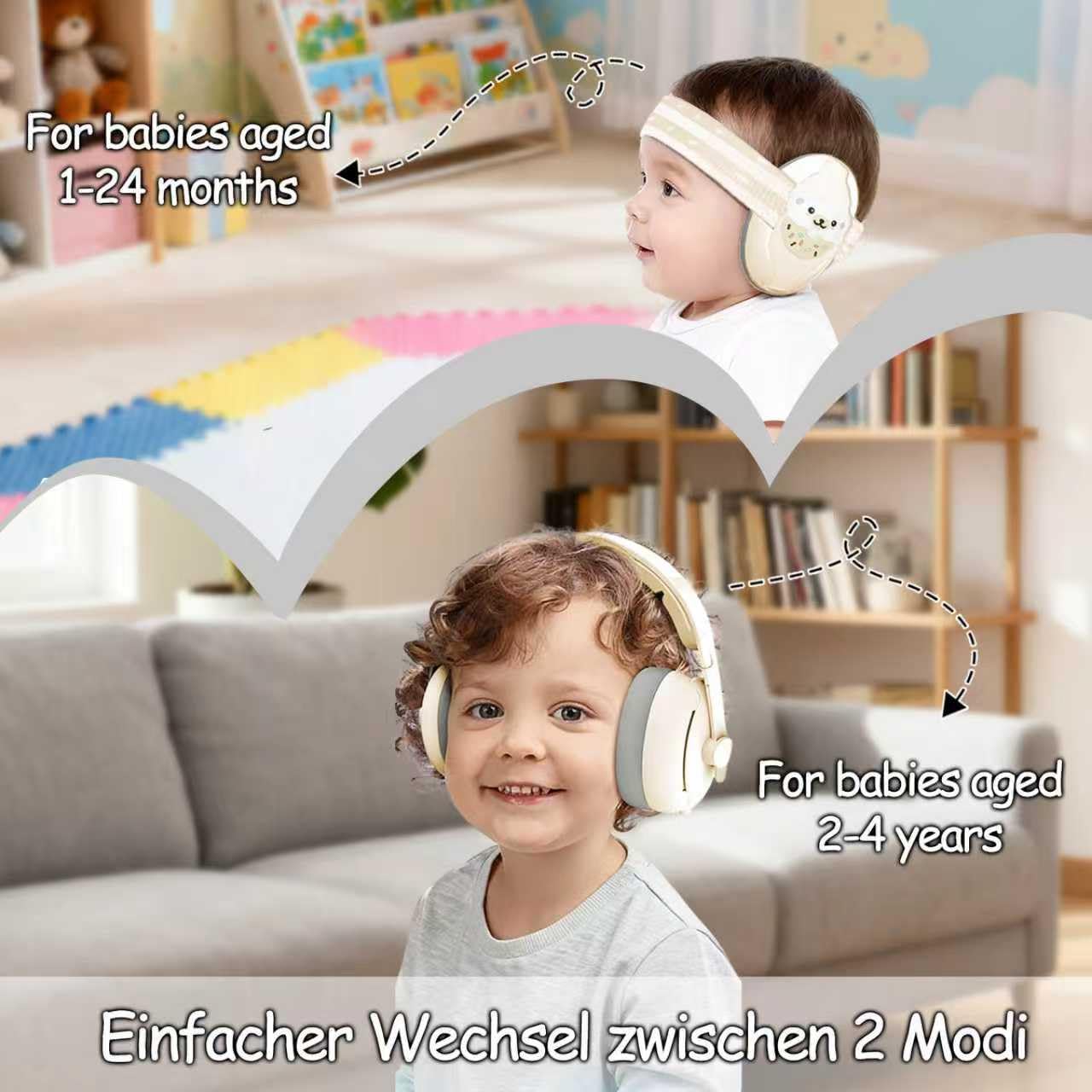 Baby Gehörschutz 0-4 Jahre,2-in-1 Baby Kopfhörer Lärmschutz 24dB,Gehörschutz für Kinder,Neugeboren Ohrenschützer mit Geräuschunterdrückung & Verstellbares Kopfband und Aktive Familien Unterwegs