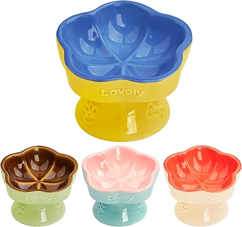 S&Q's CERAMICS Cuenco elevado para gatos, cuenco elevado para alimentos y agua, plato con título de cerámica, apto para antivómitos y bigotes, apto disponible en Yaxa Guatemala