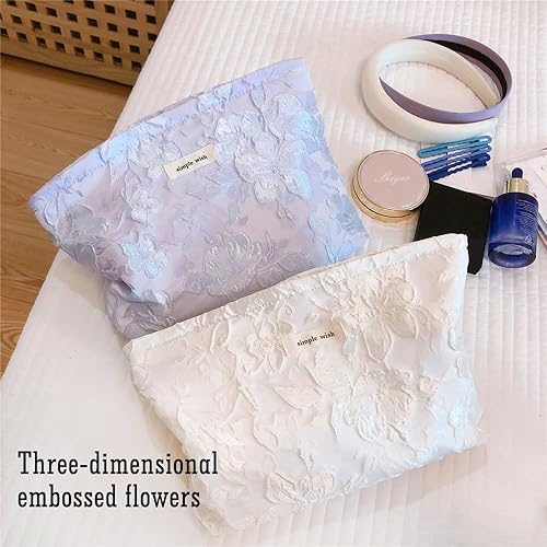 Miniatura 2 de STARDW Bolsas de cosméticos de flores para mujeres y niñas, bolsa de maquillaje de viaje, bolsa de maquillaje de lona de gran capacidad, bolsa