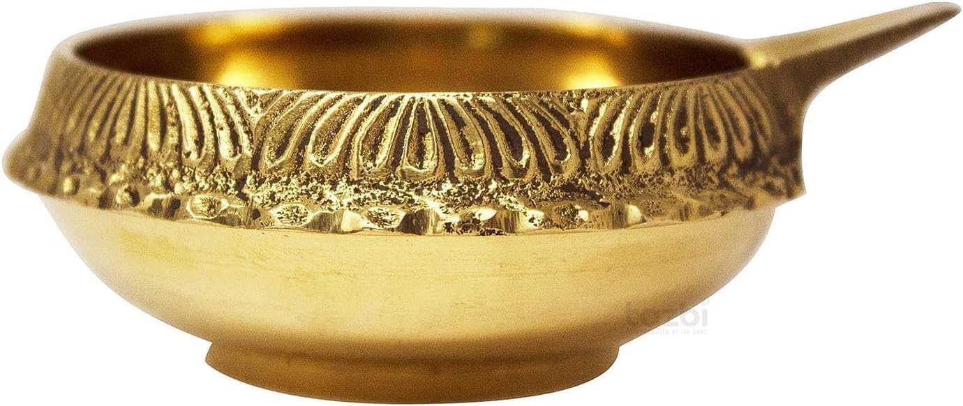 Pooja Room Decoration Brass Oil Lamp Indian Kuber Diya Lamp Puja Diya for Home Decor and Temple Decor Gift Item- Pack of 10, (2.5 Inches Diameter)