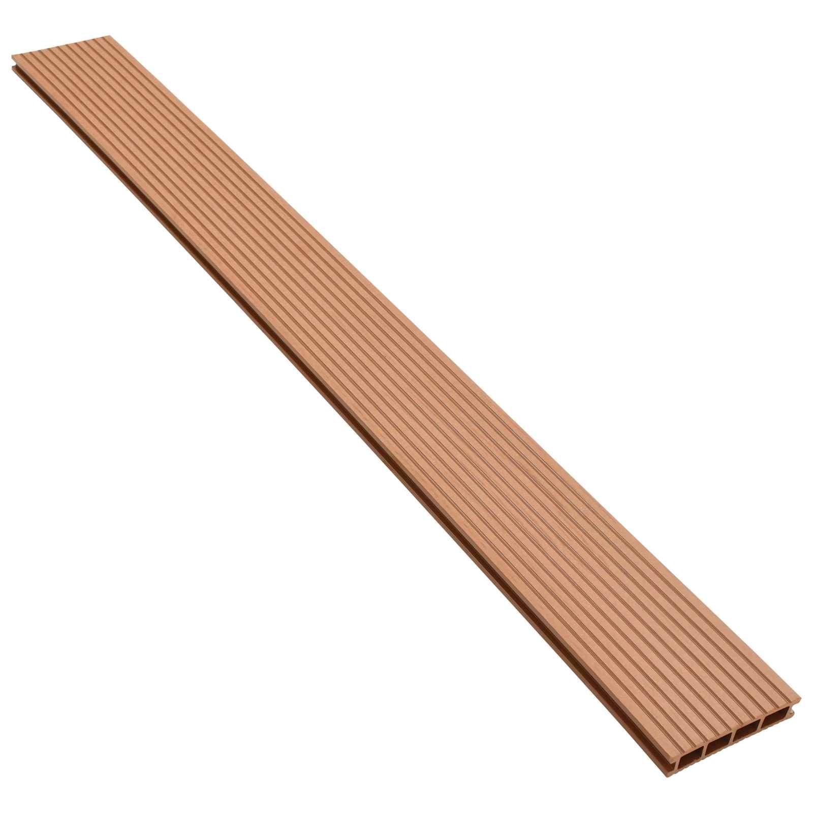 Deska tarasowa WPC 220 x 15 x 2,5 cm, zestaw 120 sztuk z klipsem startowym ze stali nierdzewnej, z uchwytem dystansowym z tworzywa sztucznego, śruby do ogrodu, na taras, balkon, elastyczne
