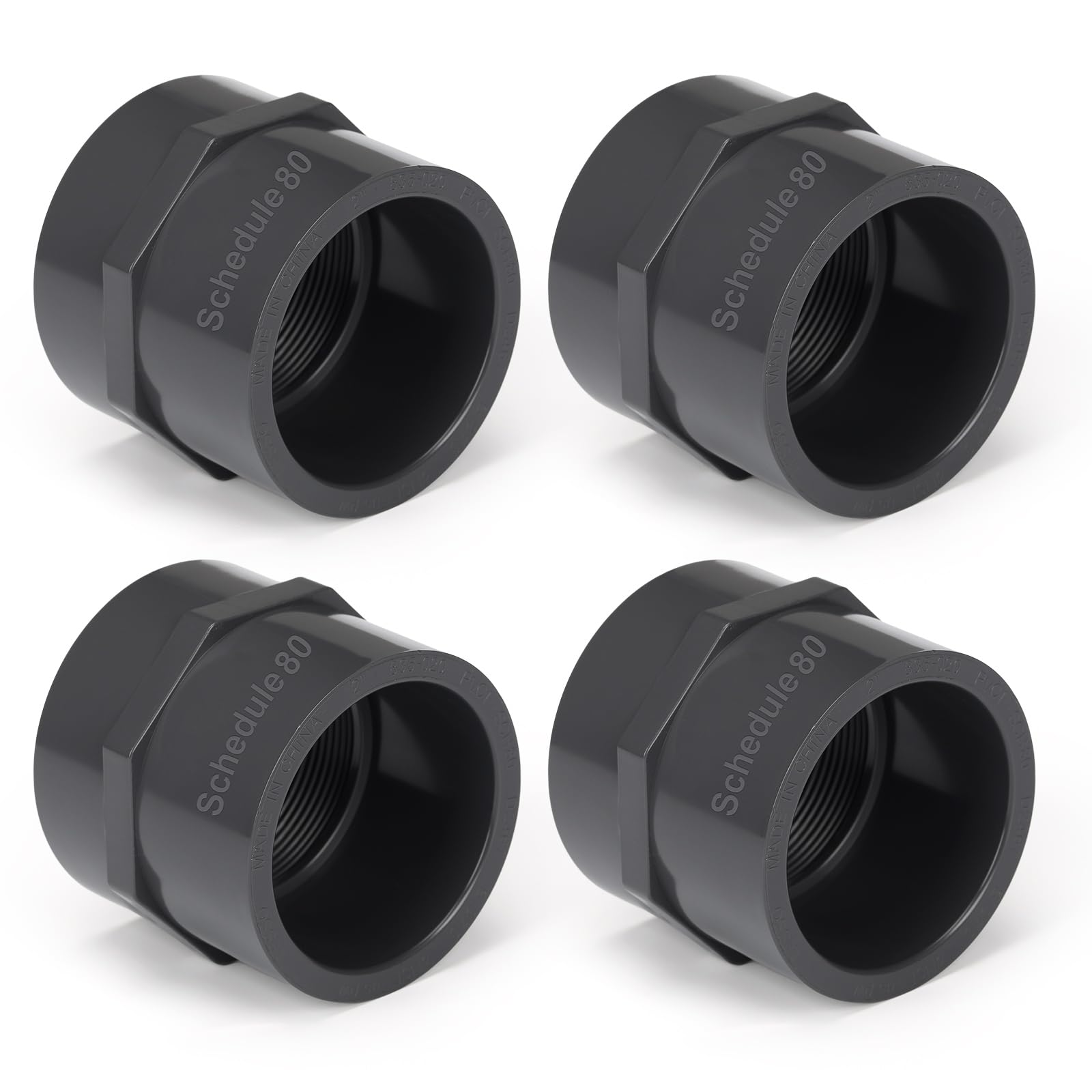 4 Pcs 2 Inch PVC Pipe Fitting Female Adapter Schedule 80 Socket x Npt Compatible with 835 Series Heavy Duty Industrial Grade Corrosion Resistant Plumbing Irrigation Connector for Water