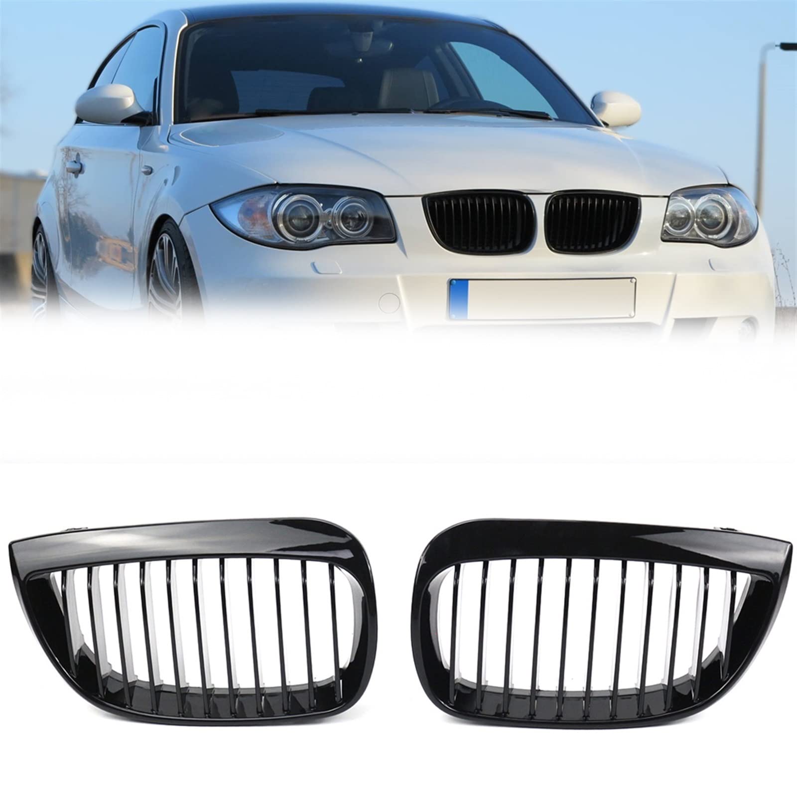 Glänzend Schwarzer Nieren-Kühlergrill Für BMW 1er Serie E81 E87 2007-2011