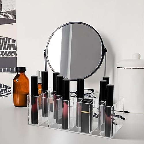 Miniatura 5 de Organizador de lápiz labial acrílico de 24 ranuras, estuche de almacenamiento de maquillaje transparente para pinceles de brillo de labios y