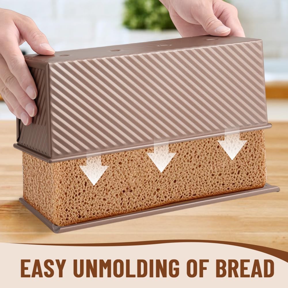 Large Pullman Loaf Pan with Lid, 13 x 4 Inch 2 lbs, Rose Gold