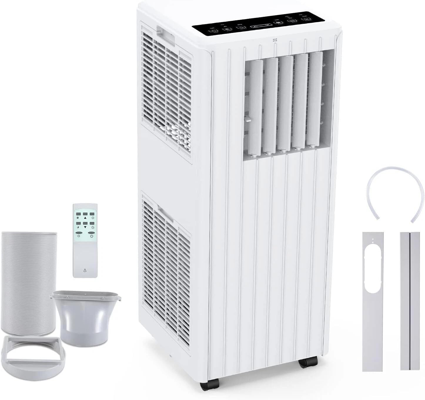 7000 BTU Efficient 3-in-1 Portable Air Conditioner – Cooling, Dehumidifier (36L/Day), Fan – 2 Speeds, Digital Display, Remote, 24H Timer – Mobile AC for Rooms up to 300 sq.ft – White [Energy Class A]
